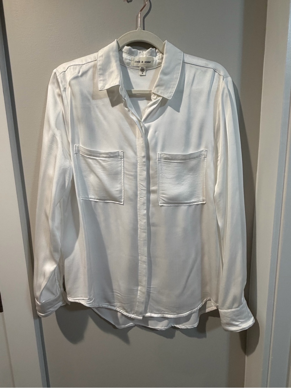 cloth & stone White Satin Blouse